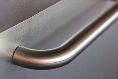 Round Handrail with radius bend end in Satin Stainless Steel