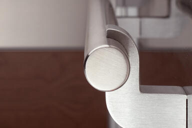 Modular Handrail in Satin Stainless Steel with clear anodized aluminum standoff