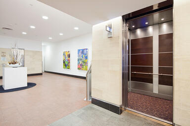 LEVELe-107 Elevator Interior with Capture panels in American Cherry 