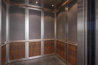 LEVELc-2000N Elevator Interior with upper panels in Bonded Aluminum